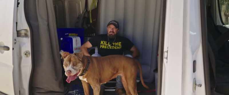 It's hard to live with a dog in a van