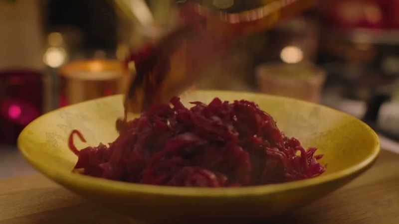 I've reheated my rubied red cabbage and Cranberries