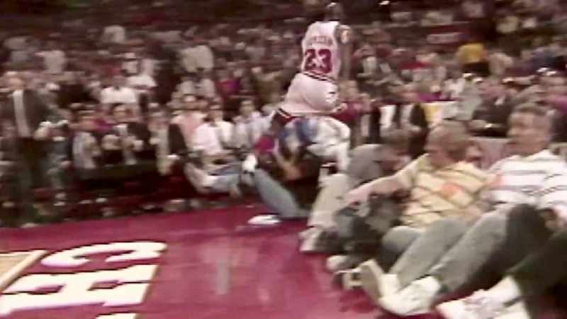 Jordan knocks the ball out of bounds