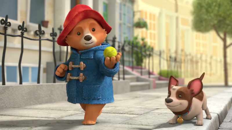 [joyful music] -[barking]