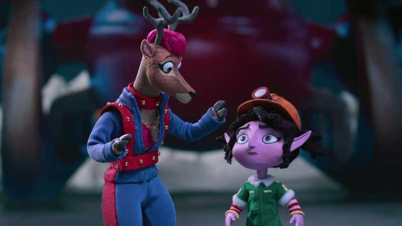 Junior leads the sleigh with the glow from his nose