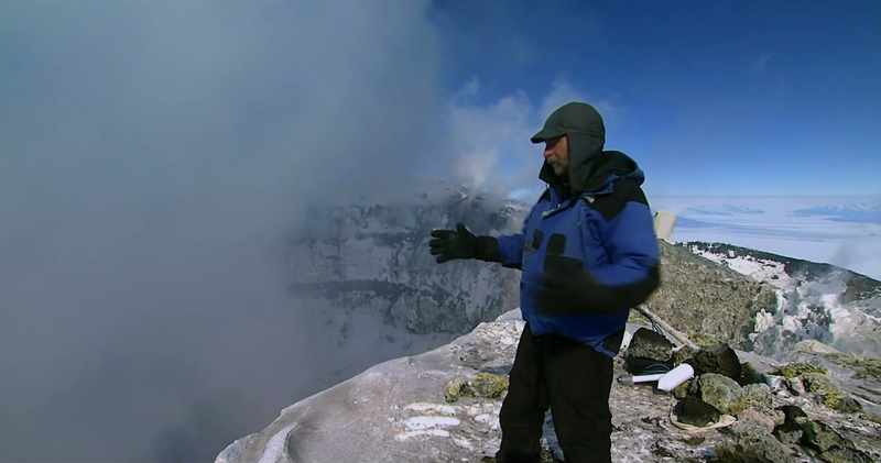 Keep your attention toward the lava lake, look up