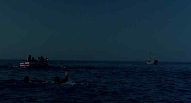 Keep rowing back to the ship! Keep rowing, keep rowing!