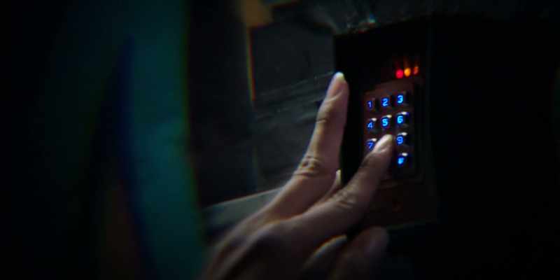 [keypad beeping]