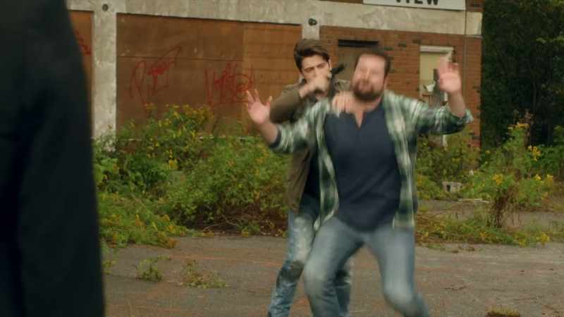 [kicking gun]