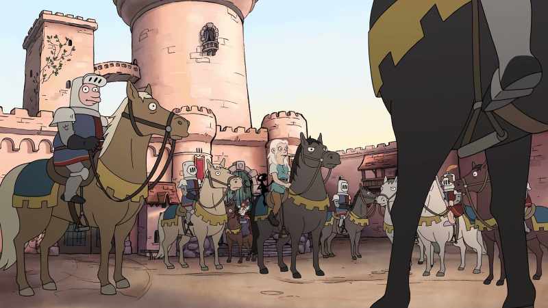 [knights cheer]