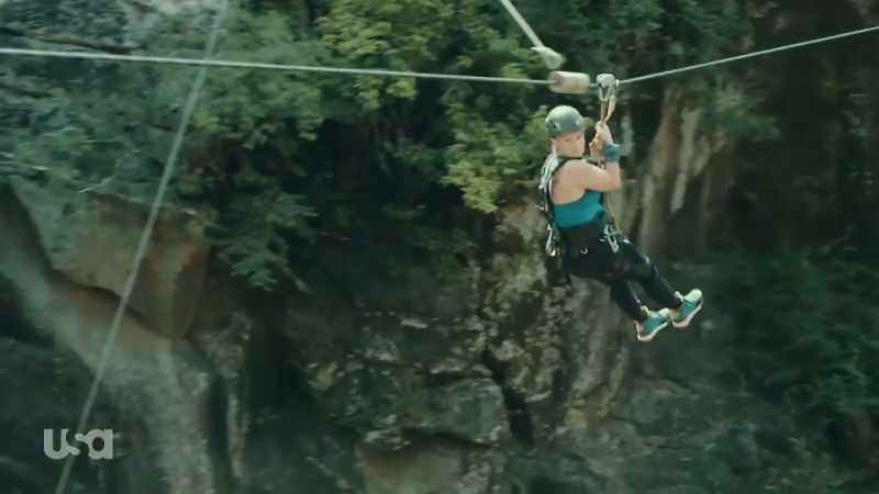 Lacey is down the zip line