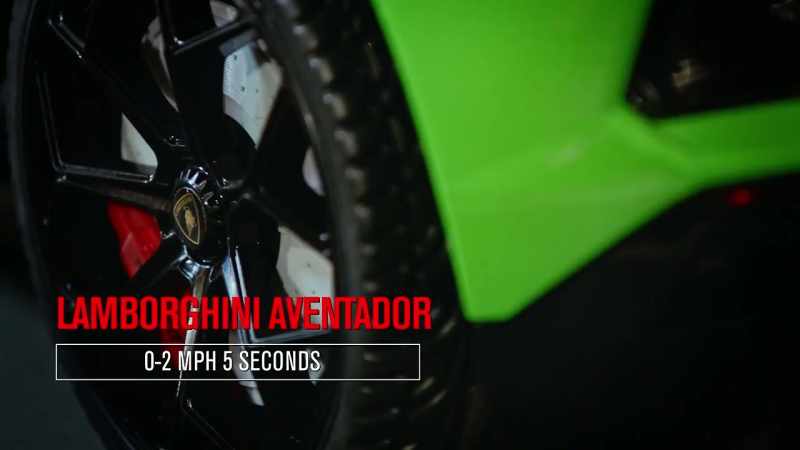 Lamborghini Aventador can go from zero to 2 miles per hour in five seconds