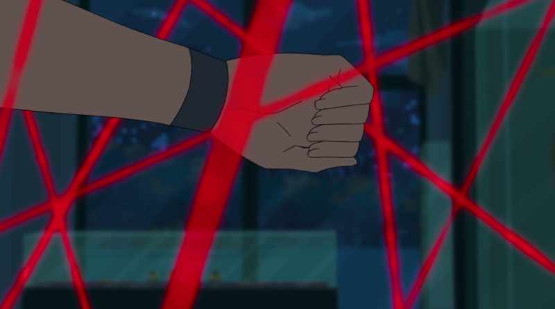 (LASERS HUMMING)