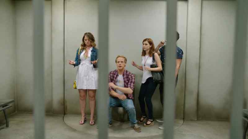 (latches opening, all laughing excitedly)