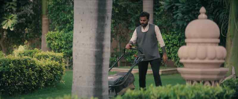 [lawnmower whirring stops]