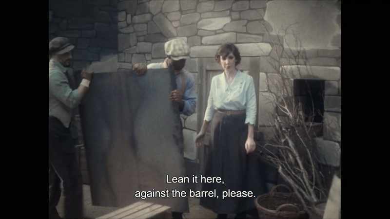 Lean it here, against the barrel, please
