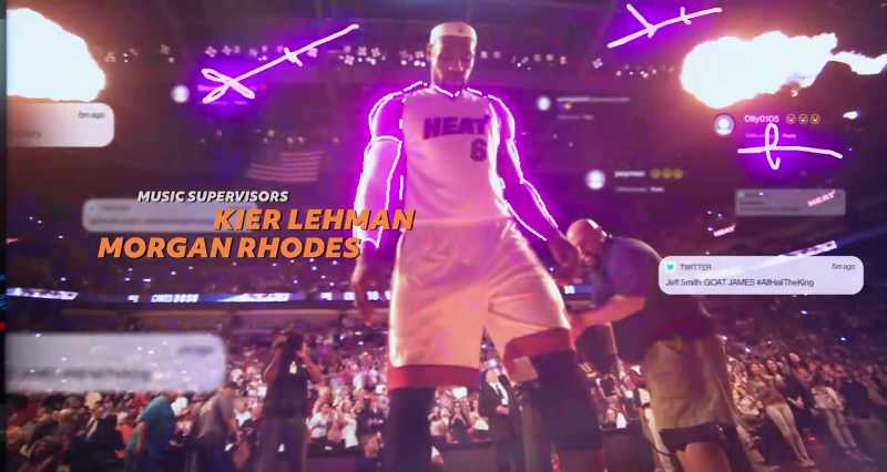 LeBron James with his first field goal