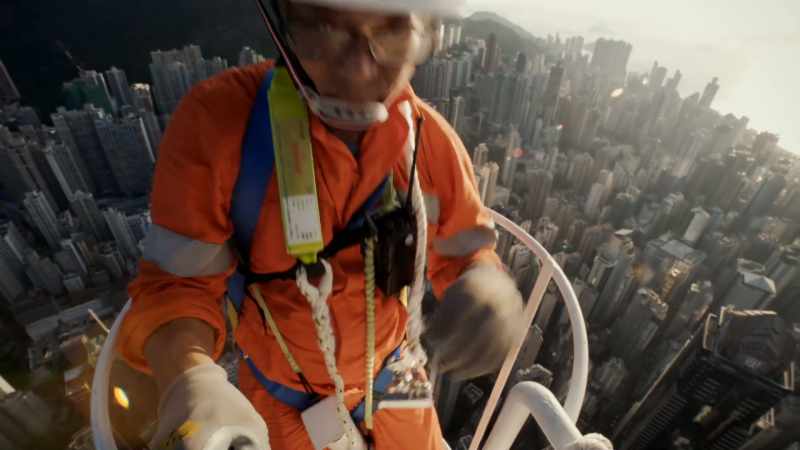 Lee is up top to check the lightning conductor