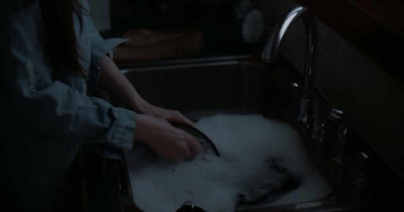 Let it soak for a moment before scrubbing it