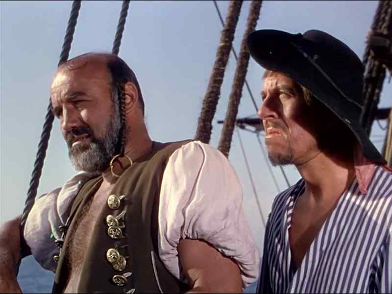 Let's see thee swim to yonder island. - Aye, and back again