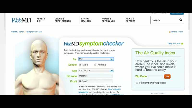 Like any good hypochondriac, WebMD Symptoms Checker