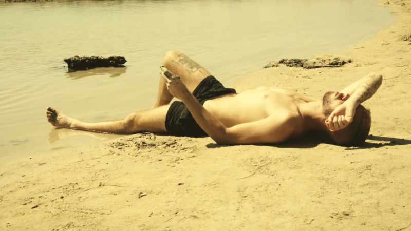Lying on the beach, soaking up the sun