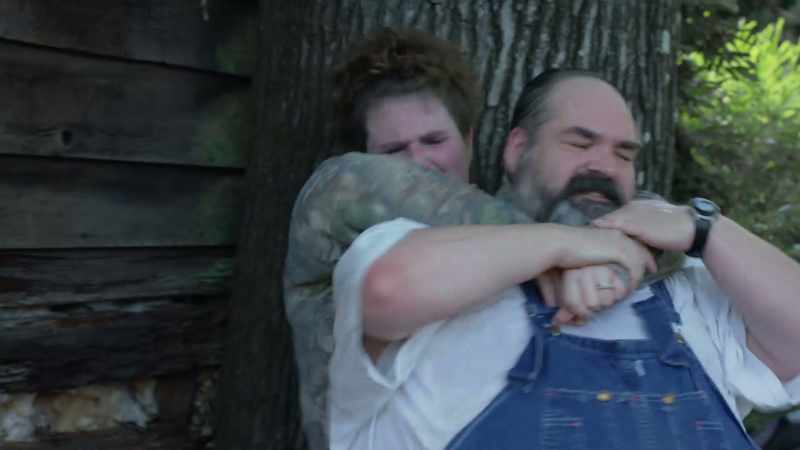 (man grunts)