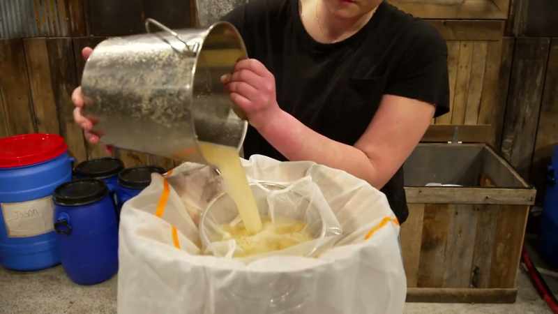 [mark] she's got a strainer inside a basket inside a strainer