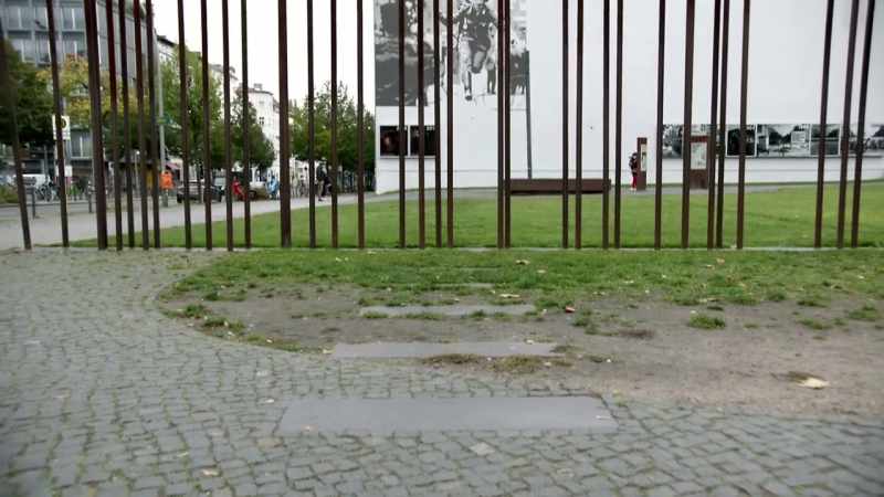 Marked out by those large metal plates on the ground