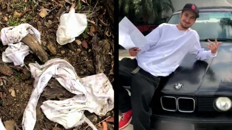 Matthew's hat was actually found on the opposite side
