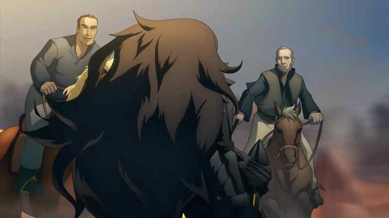 [men scream] -[horses whinny]