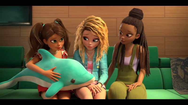 Mermaids swim together…