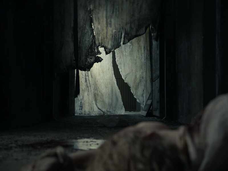 (metal door clanging)