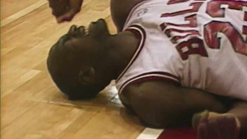 Michael Jordan is down in pain