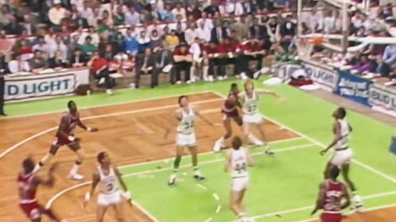 Michael Jordan wheels, fades, off-balance
