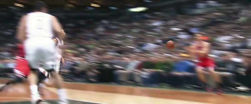 Mike ran down the court, and Giannis was chasing him