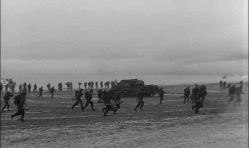 Move up the beach behind the flail tank