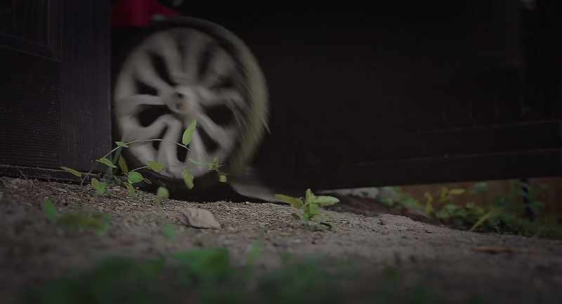 (Mower rattles) (Gentle, electronic music)