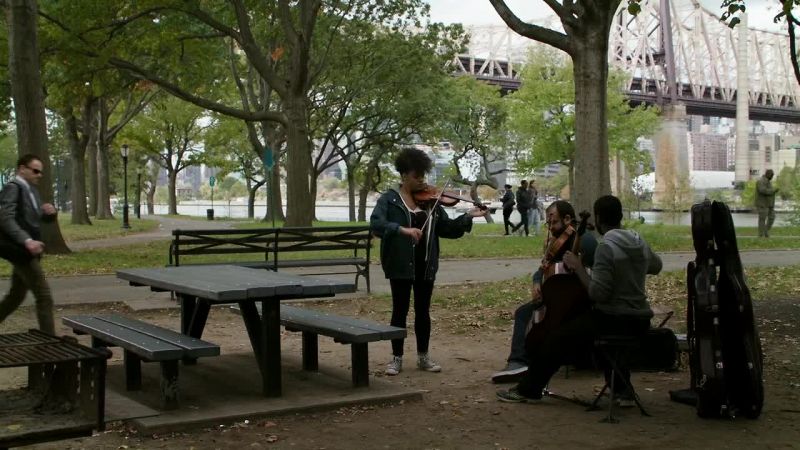 (musicians tuning up)