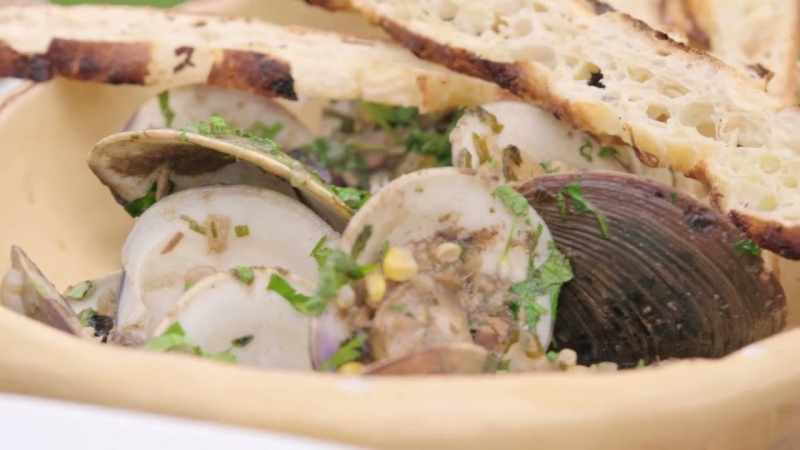 My first dish is the quahog clams with a little bit