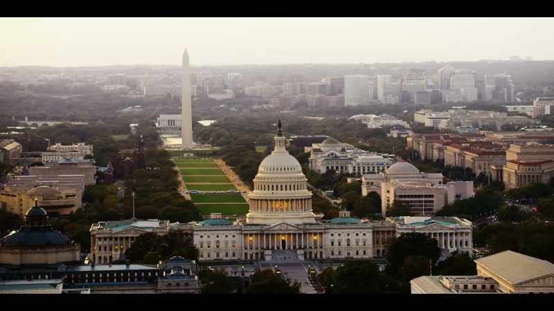 [narrator] Away from tinsel town, Washington DC has been consumed
