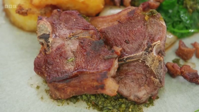 NARRATOR: Beth's Welsh roast dinner is loaded with lamb chops