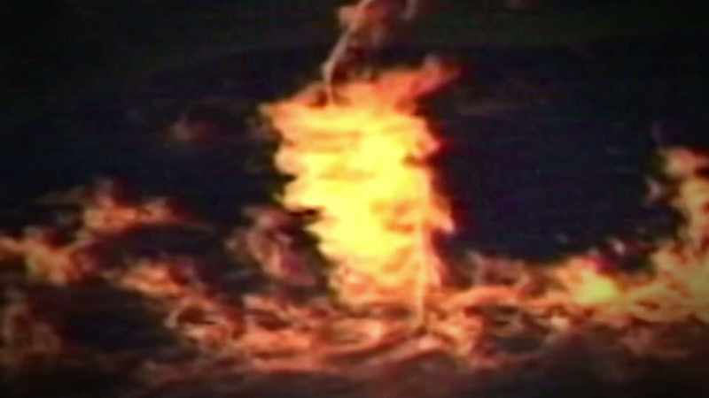 Narrator: COMING UP, A SURVEILLANCE CAMERA CAPTURES A TOWERING INFERNO