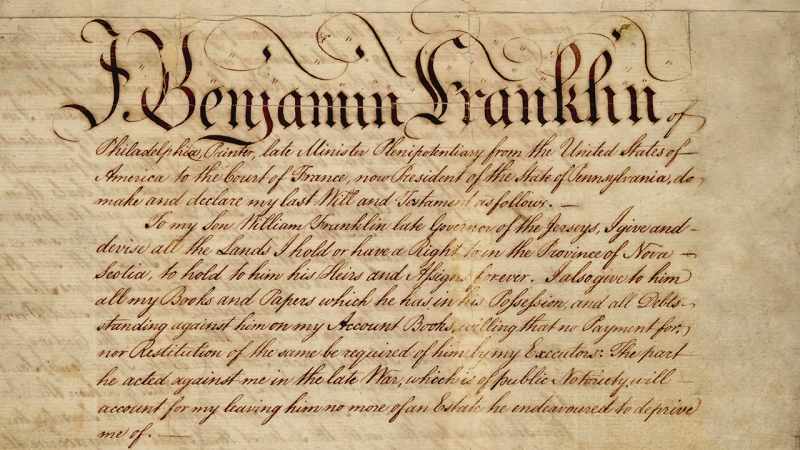 Narrator: In his will, Franklin left most of his wealth