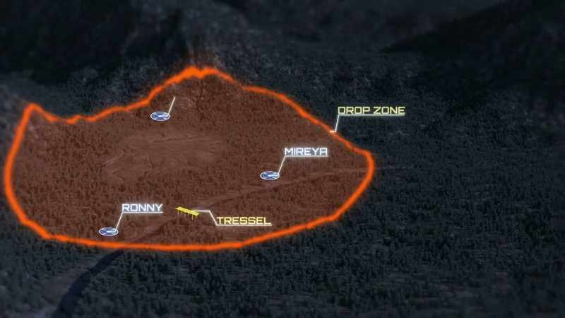 [narrator] Russell is positioned above a large clearing