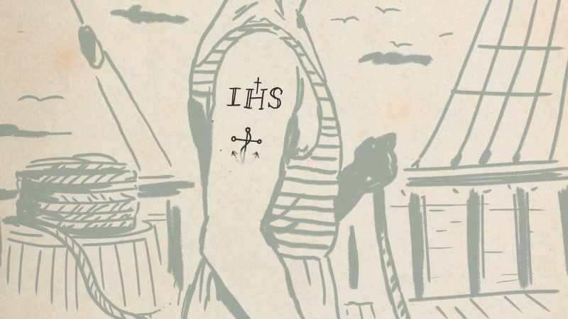 [narrator] Sailor tattoo imagery commonly included initials
