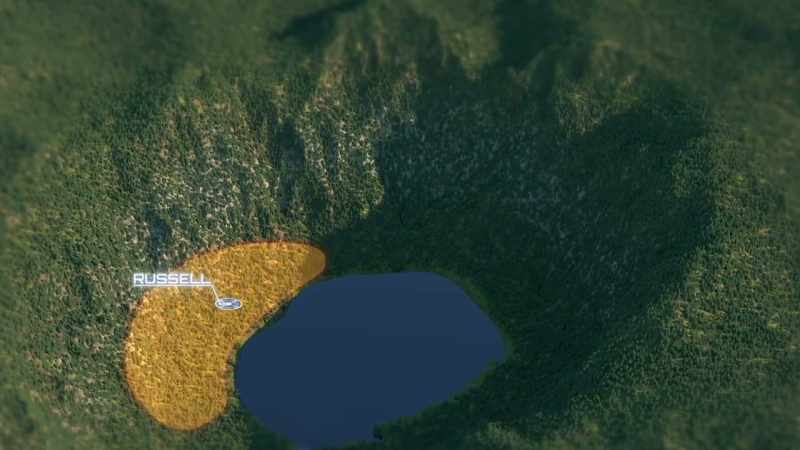[narrator] while russell examines the area