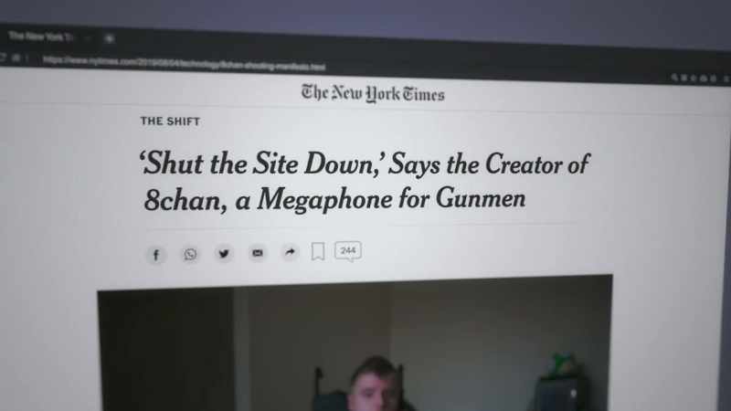 NEWSCASTER: Web security company Cloudflare pulled its services from 8chan
