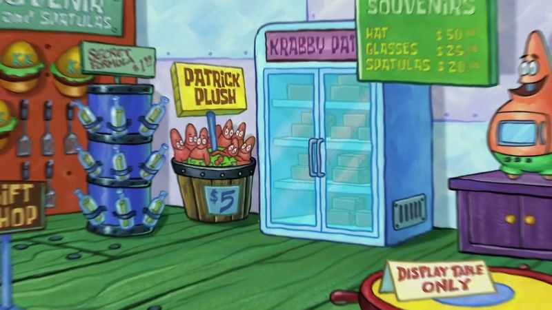 Next, you see frozen Krabby Patties in stores