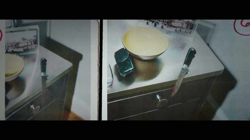 Next to the bed, on the nightstand, was the knife