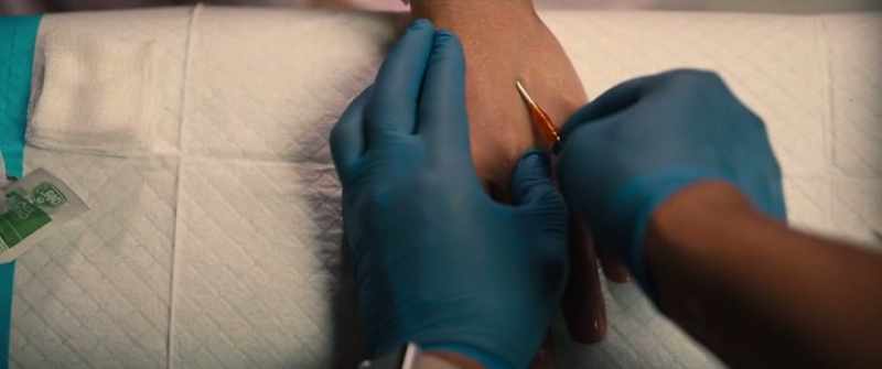 Next we'll draw some blood, and we'll hook you up