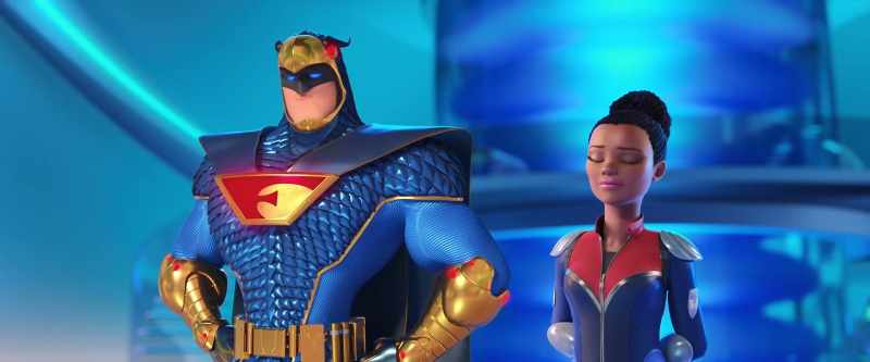 No, Blue Falcon's suit has a bigger red 