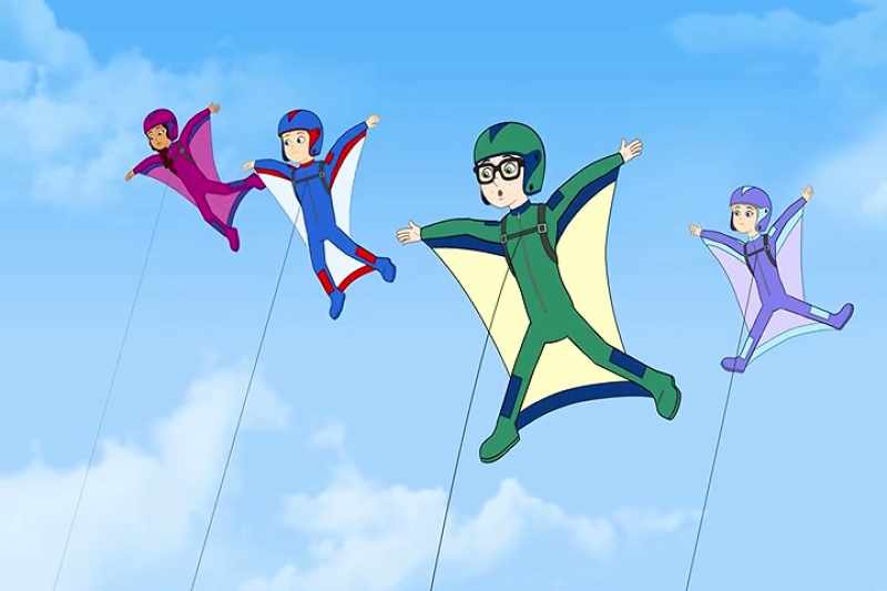 No, let's fly an actual kite. I brought a bunch. It'll be fun