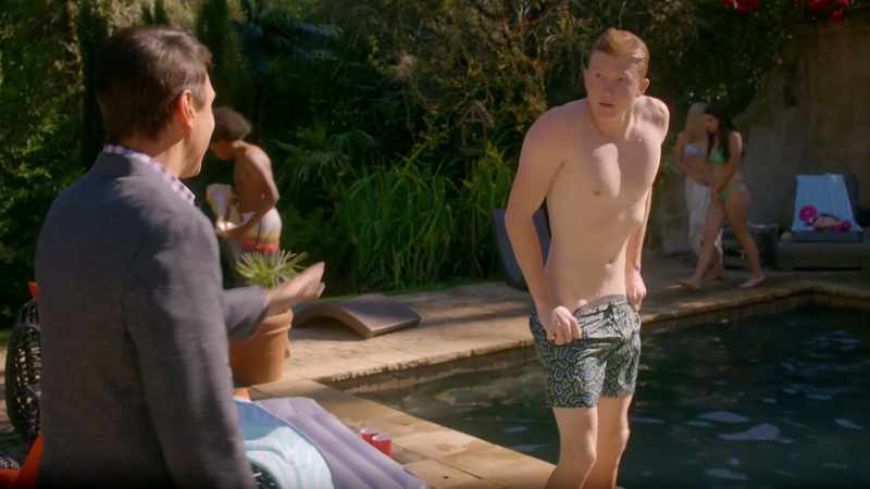 No, not out here, genius. In the pool house